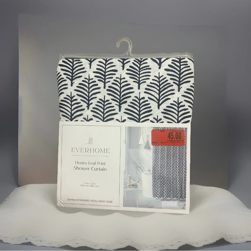 Everhome 72-Inch X 72-Inch Henley Leaf Long Shower Curtain in Maritime Blue